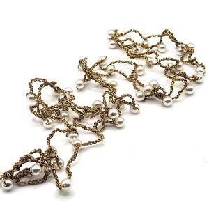 Bohemian German Made Estate Extra Long Strand Imitation Pearl 70in